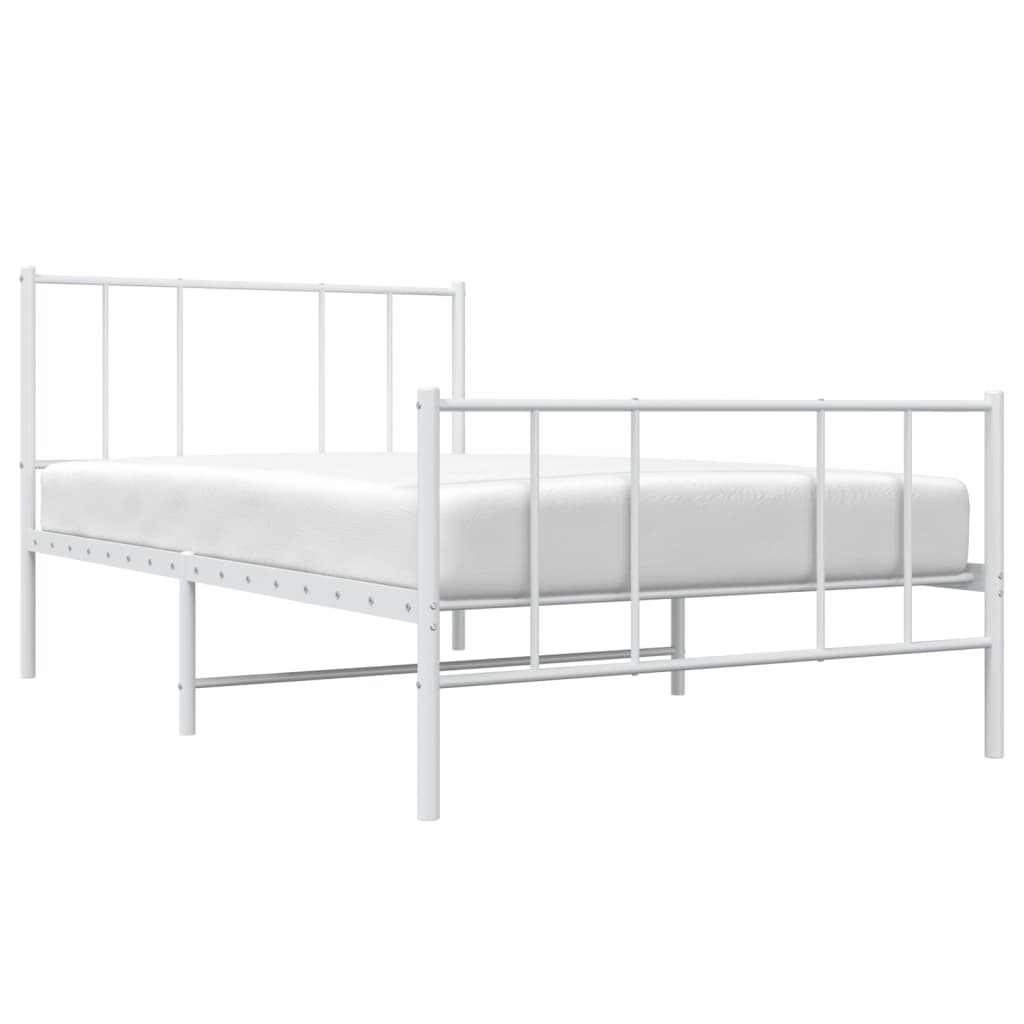 Cadre de lit métal sans matelas avec pied de lit blanc 90x200cm - XIOS