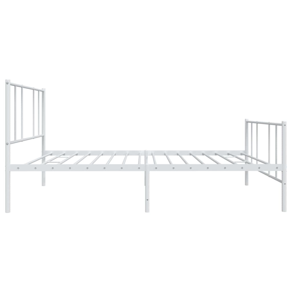 Cadre de lit métal sans matelas avec pied de lit blanc 90x200cm - XIOS