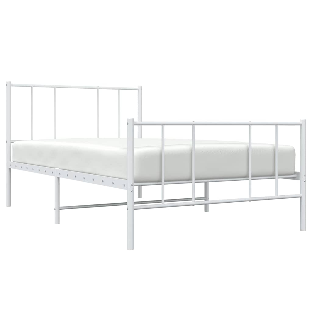 Cadre de lit métal sans matelas et pied de lit blanc 100x190 cm - XIOS