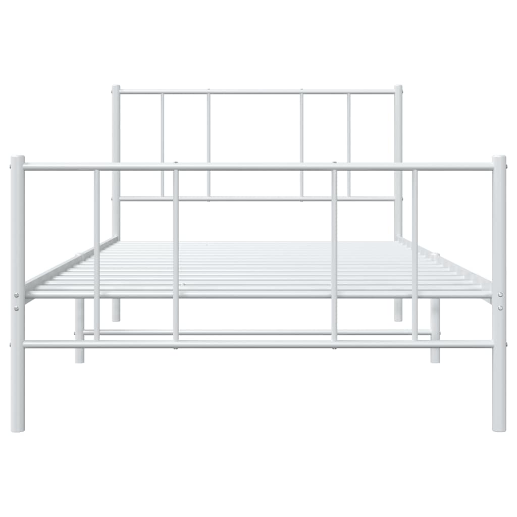 Cadre de lit métal sans matelas et pied de lit blanc 100x190 cm - XIOS