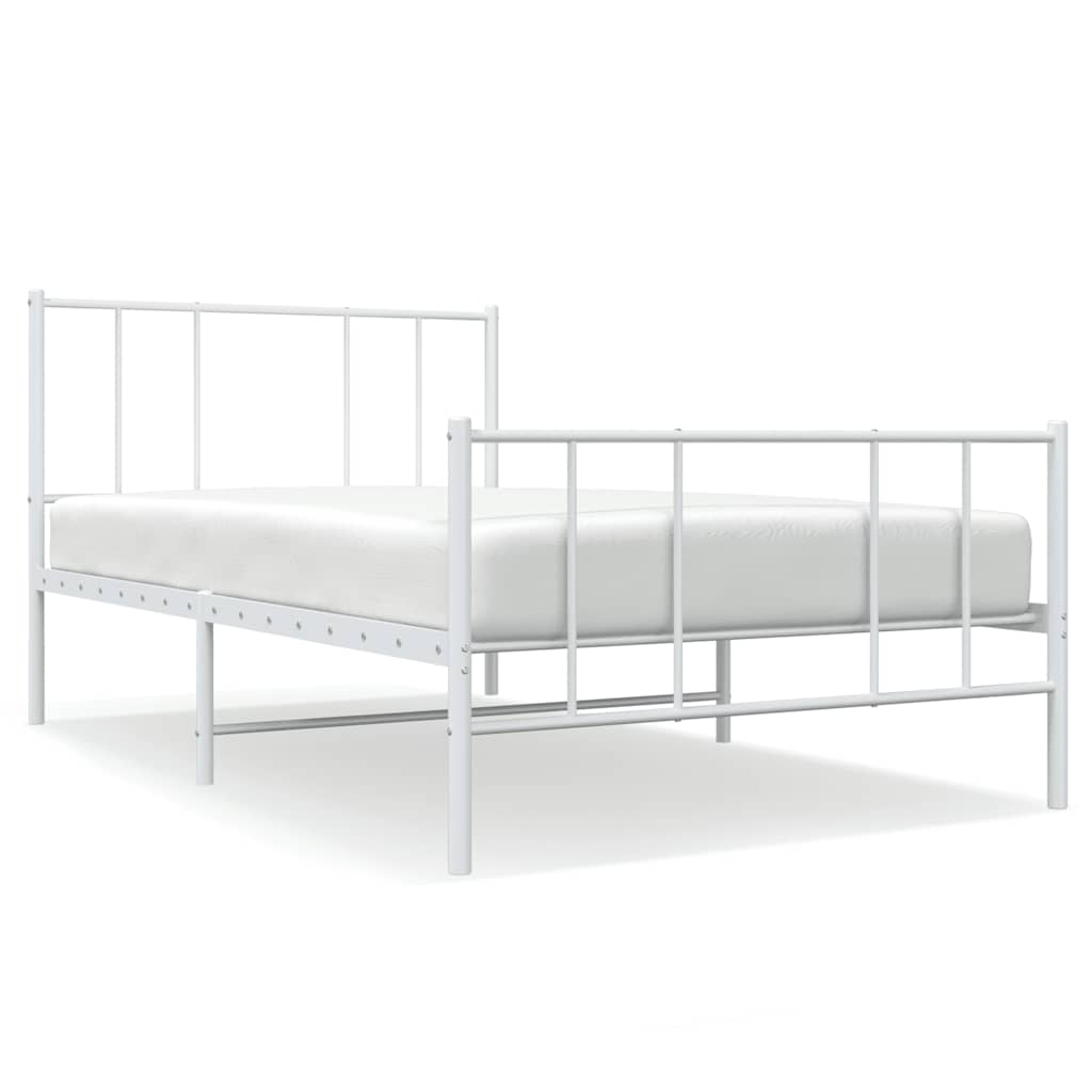 Cadre de lit métal sans matelas et pied de lit blanc 100x200 cm - XIOS