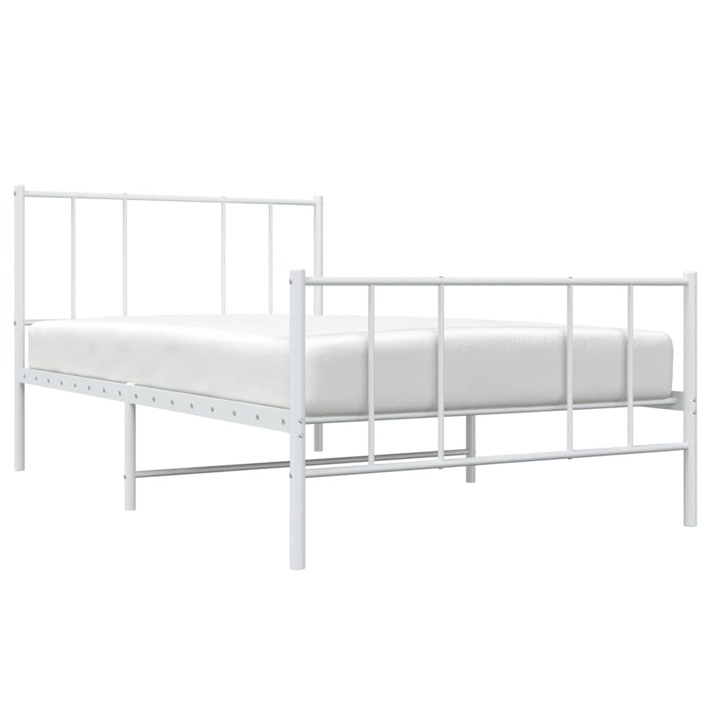 Cadre de lit métal sans matelas et pied de lit blanc 100x200 cm - XIOS