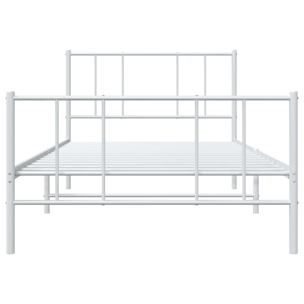 Cadre de lit métal sans matelas et pied de lit blanc 100x200 cm - XIOS