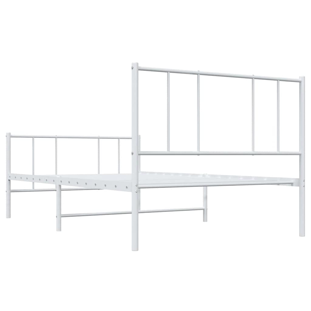 Cadre de lit métal sans matelas et pied de lit blanc 100x200 cm - XIOS