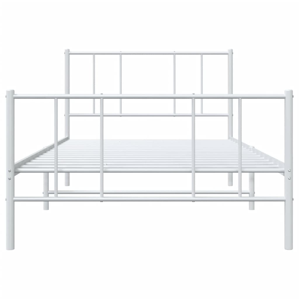 Cadre de lit métal sans matelas et pied de lit blanc 107x203 cm - XIOS
