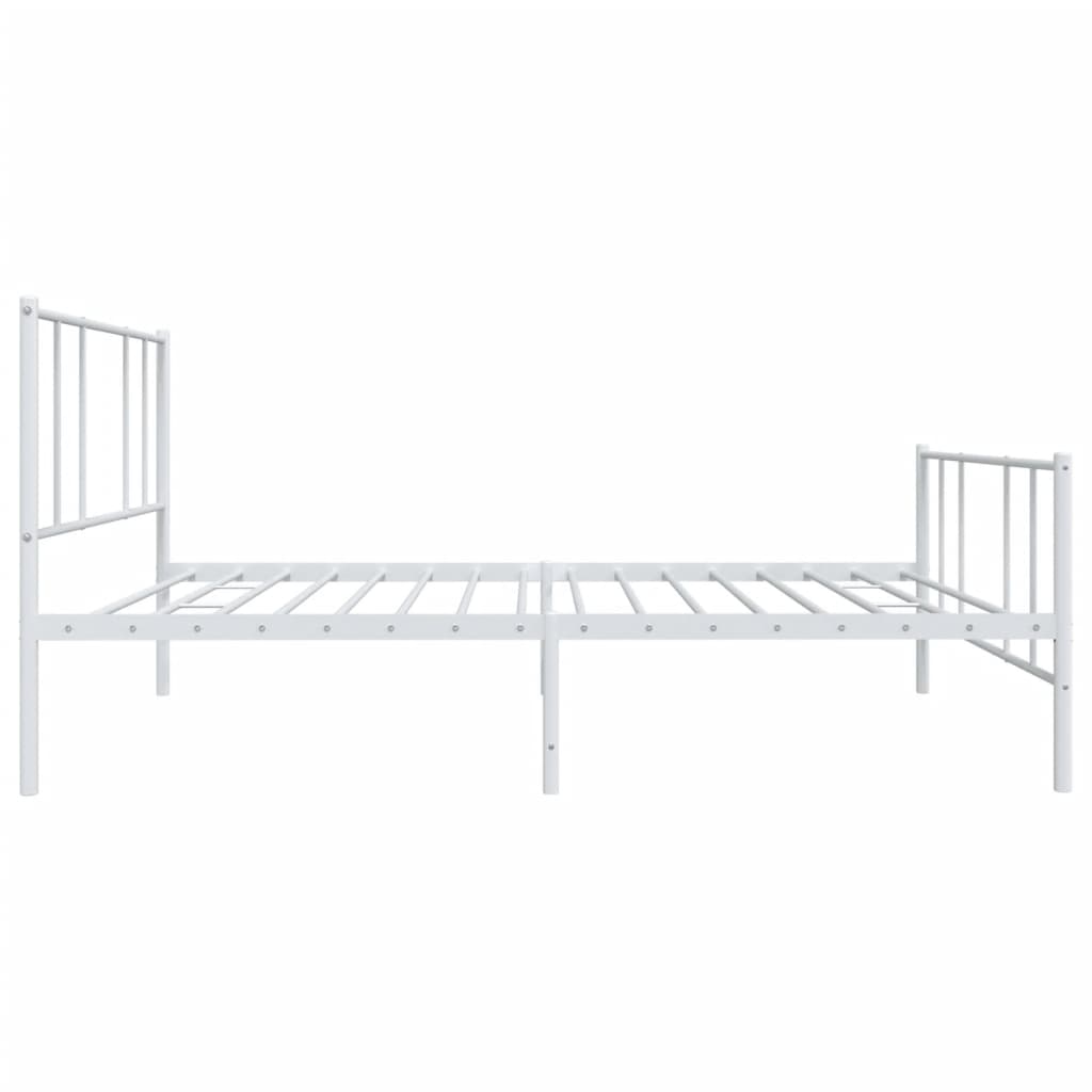 Cadre de lit métal sans matelas et pied de lit blanc 107x203 cm - XIOS