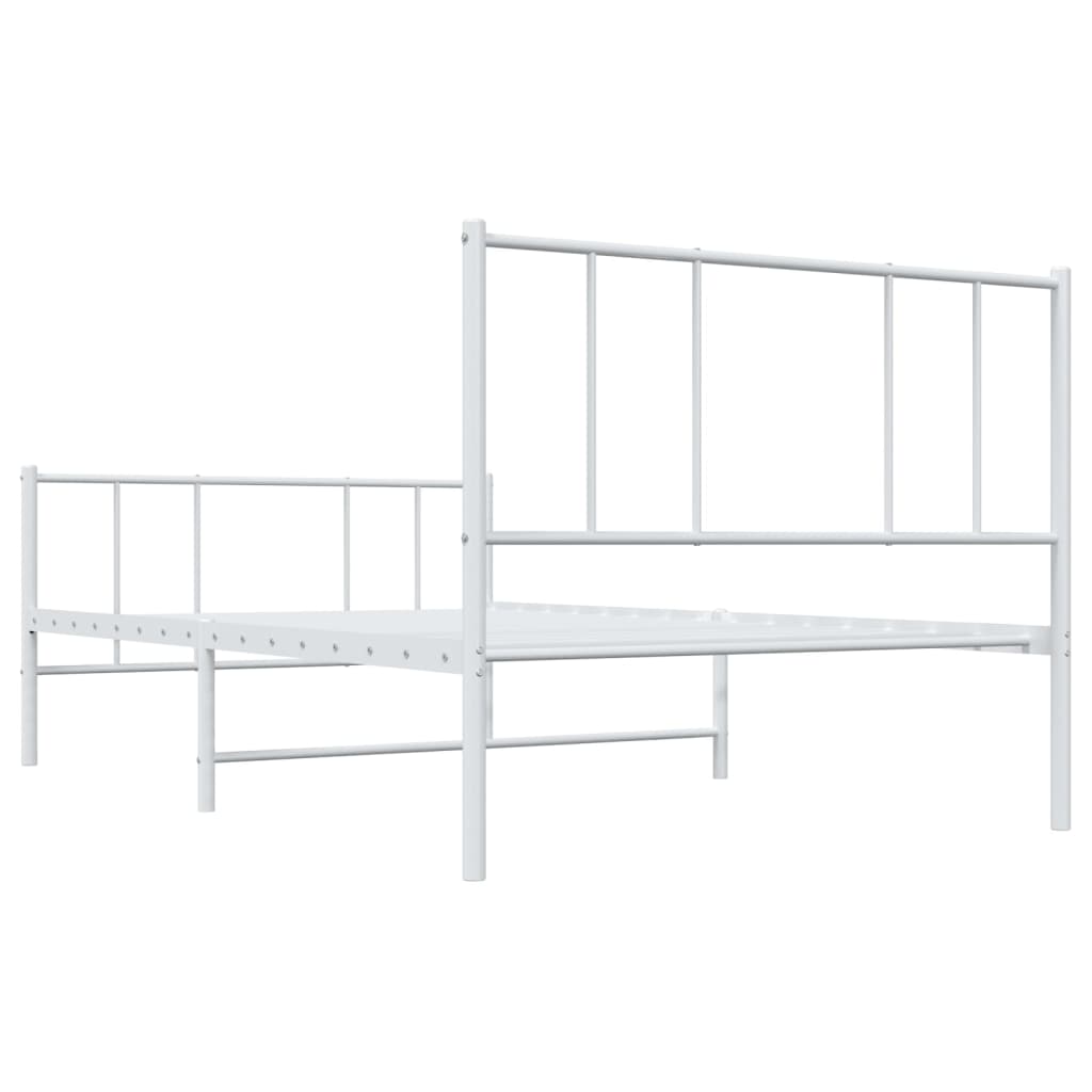 Cadre de lit métal sans matelas et pied de lit blanc 107x203 cm - XIOS