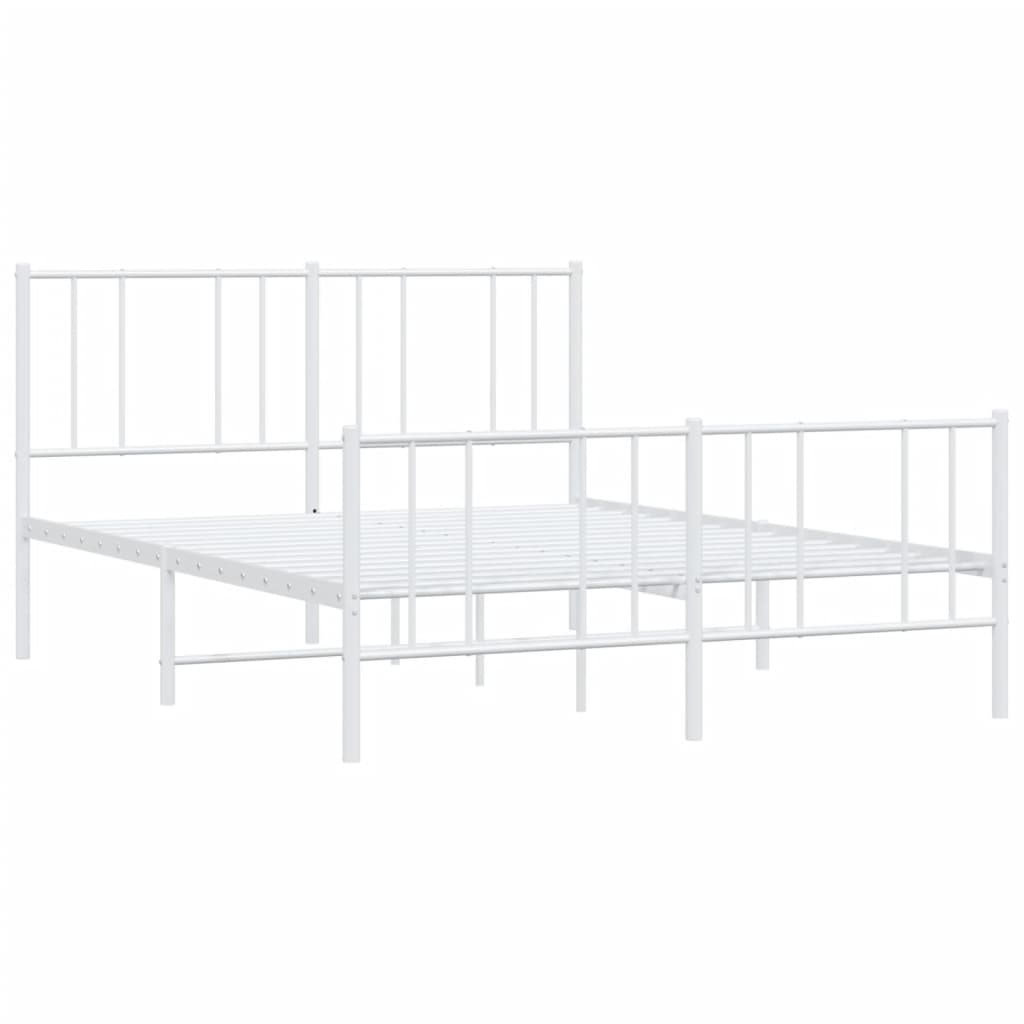Cadre de lit métal sans matelas et pied de lit blanc 120x190 cm - XIOS