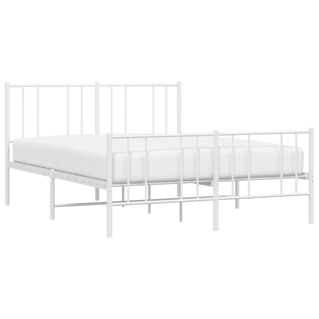 Cadre de lit métal sans matelas et pied de lit blanc 120x190 cm - XIOS