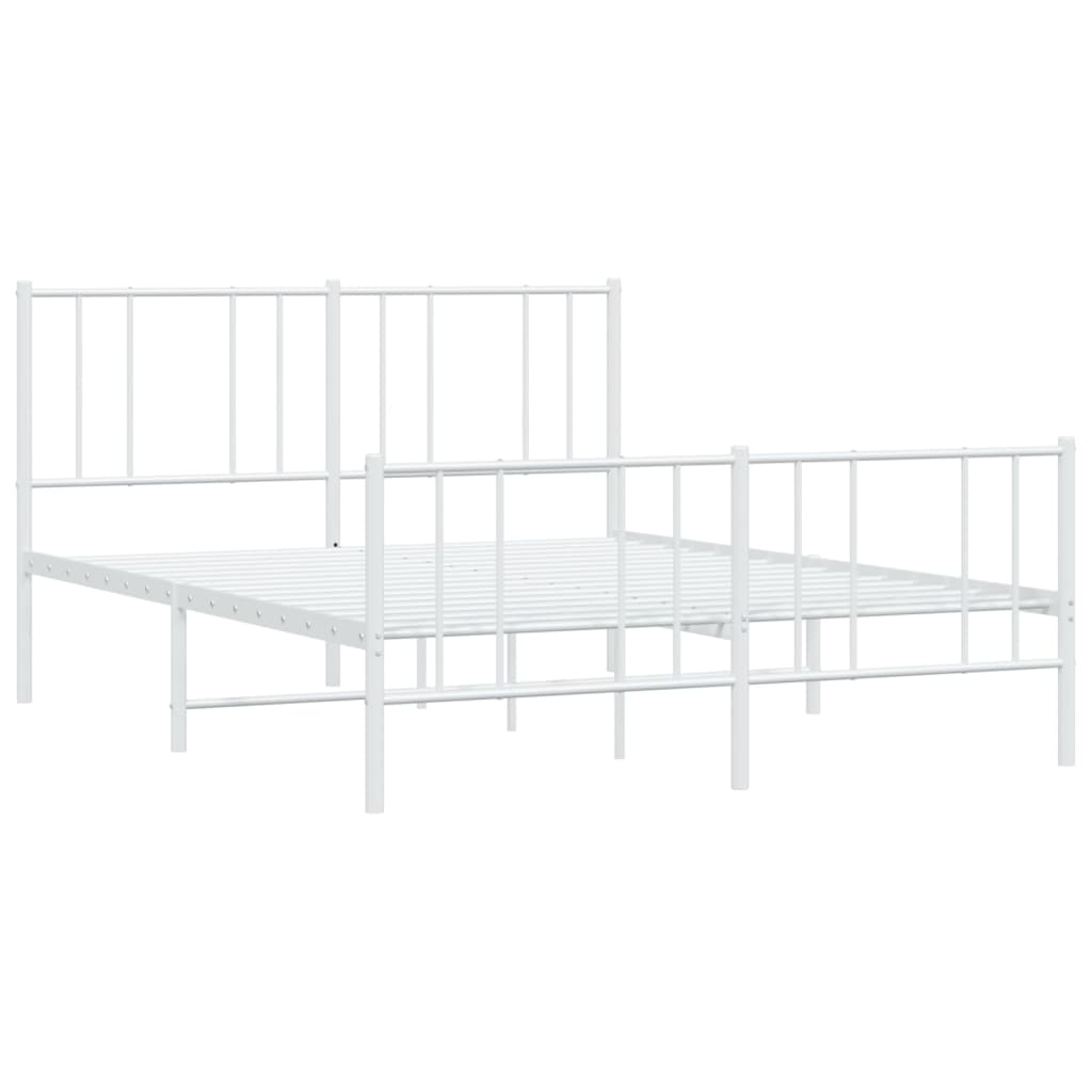 Cadre de lit métal sans matelas et pied de lit blanc 120x200 cm - XIOS