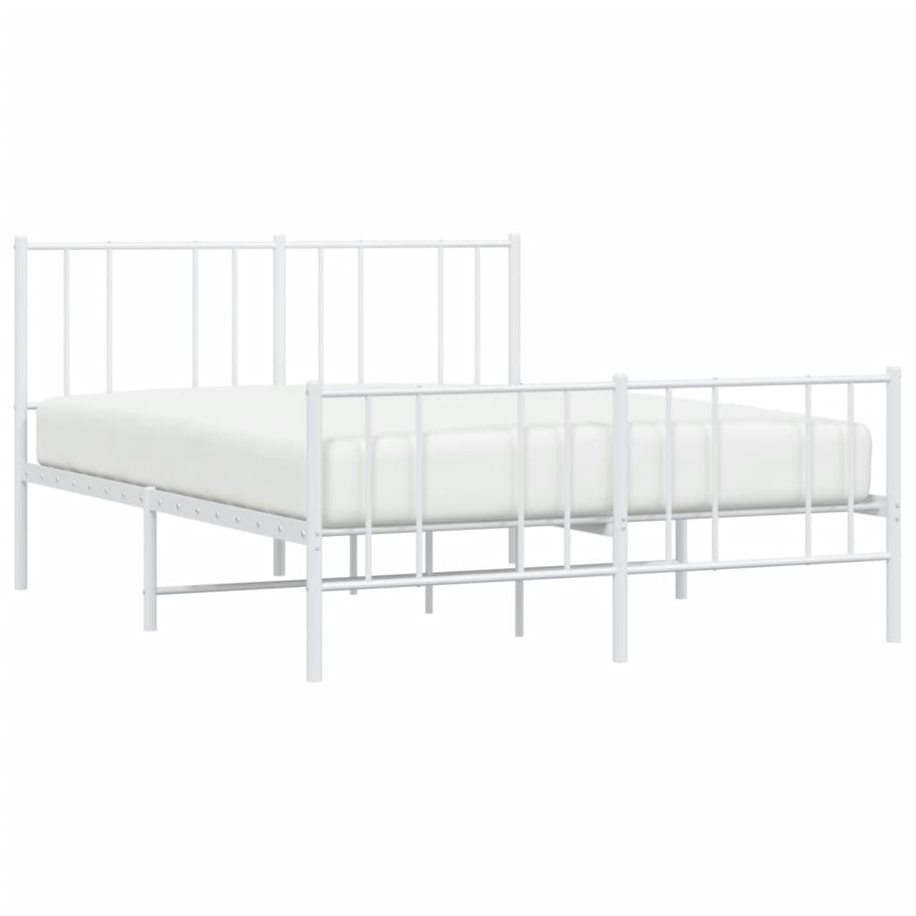 Cadre de lit métal sans matelas et pied de lit blanc 120x200 cm - XIOS