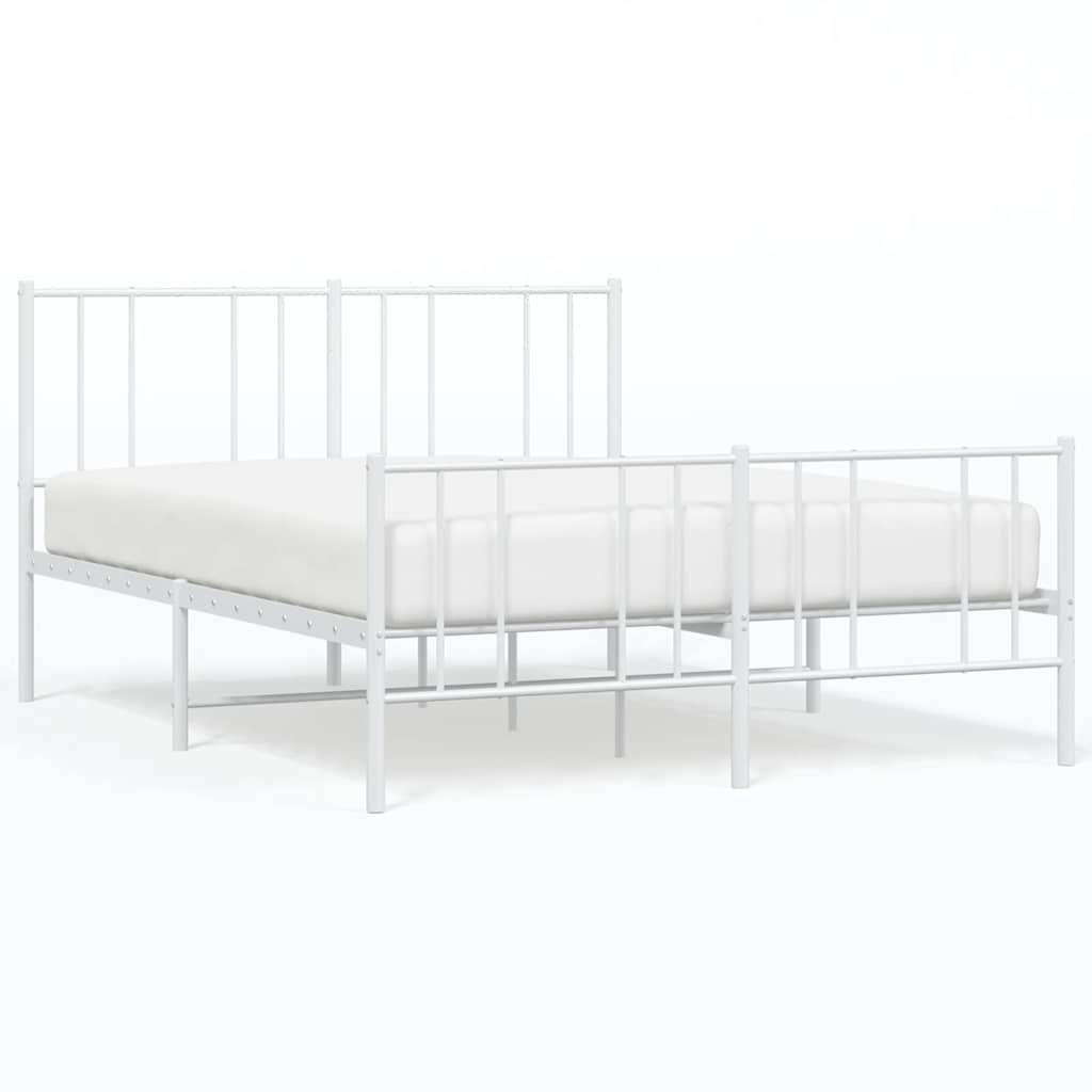 Cadre de lit métal sans matelas et pied de lit blanc 135x190 cm - XIOS