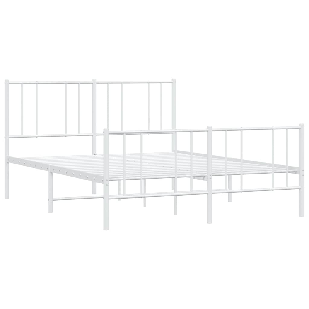 Cadre de lit métal sans matelas et pied de lit blanc 135x190 cm - XIOS