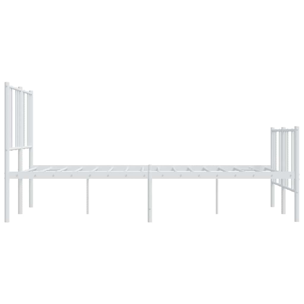 Cadre de lit métal sans matelas et pied de lit blanc 135x190 cm - XIOS