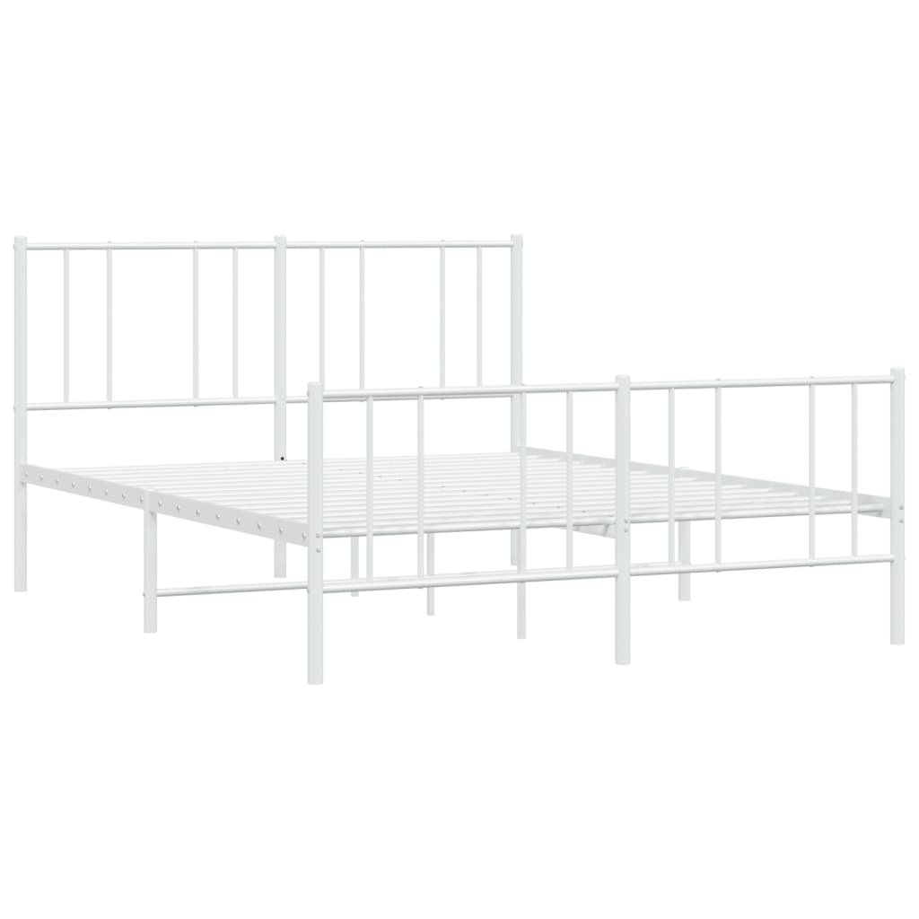 Cadre de lit métal sans matelas et pied de lit blanc 140x190 cm - XIOS