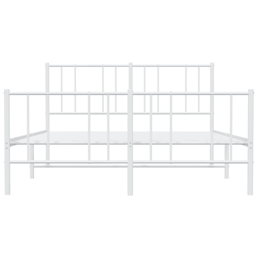 Cadre de lit métal sans matelas et pied de lit blanc 140x190 cm - XIOS