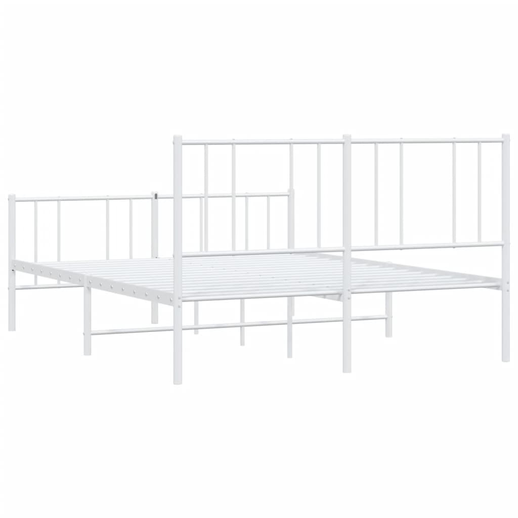 Cadre de lit métal sans matelas et pied de lit blanc 140x190 cm - XIOS
