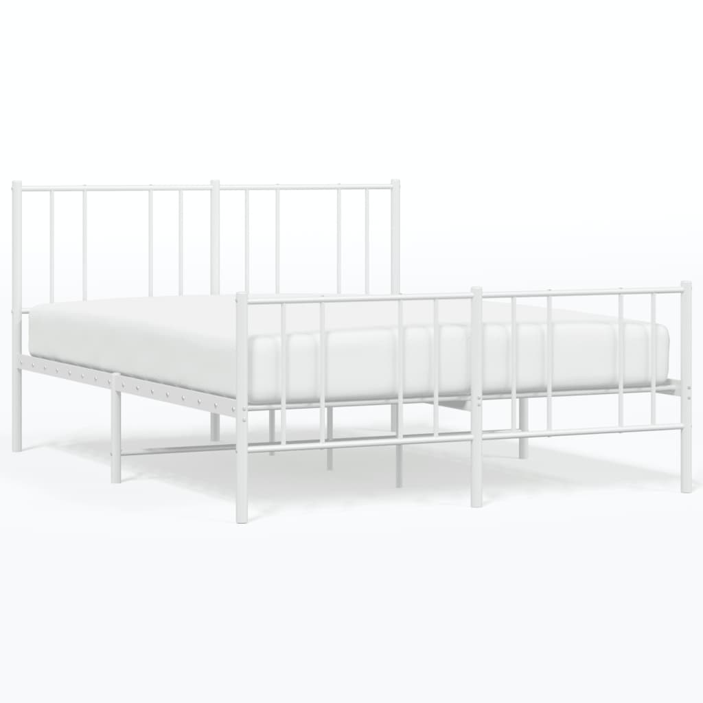 Cadre de lit métal sans matelas et pied de lit blanc 140x200 cm - XIOS