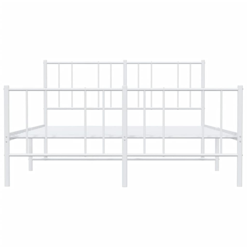 Cadre de lit métal sans matelas et pied de lit blanc 140x200 cm - XIOS