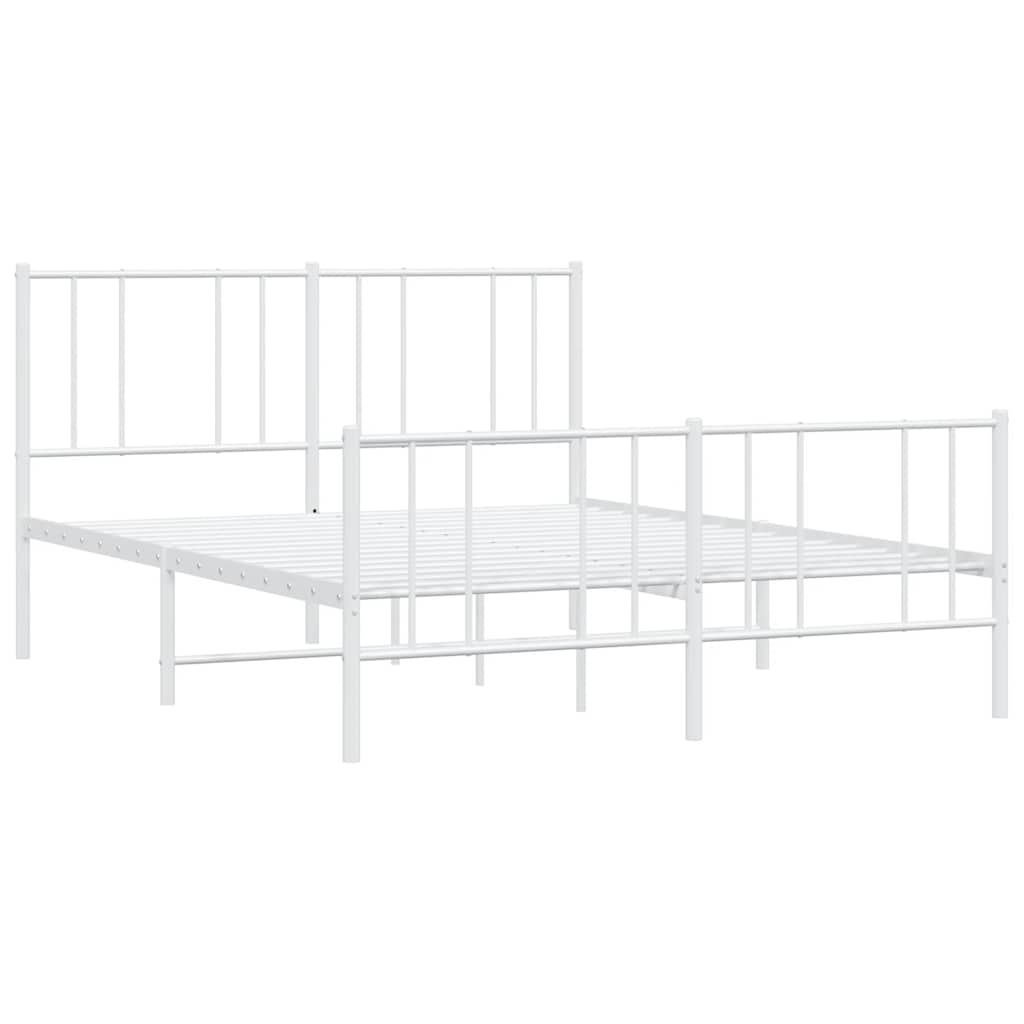 Cadre de lit métal sans matelas et pied de lit blanc 150x200 cm - XIOS