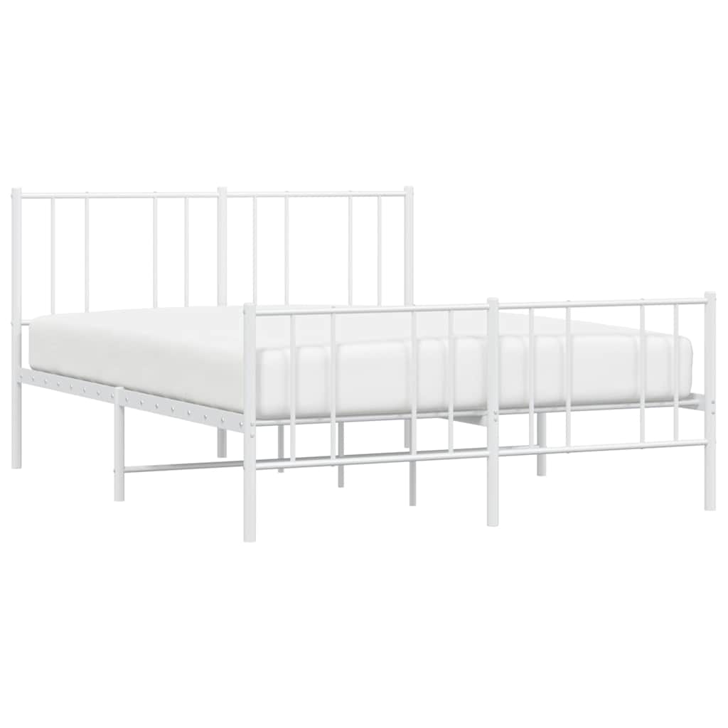 Cadre de lit métal sans matelas et pied de lit blanc 150x200 cm - XIOS