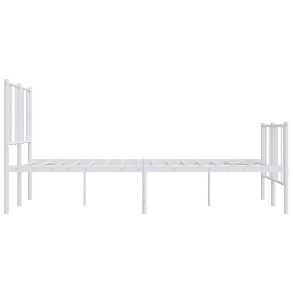 Cadre de lit métal sans matelas et pied de lit blanc 150x200 cm - XIOS