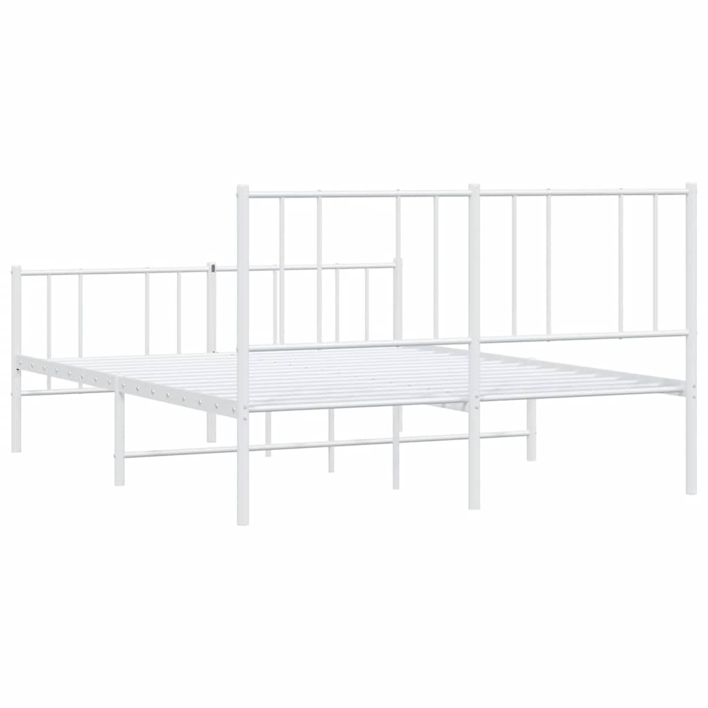 Cadre de lit métal sans matelas et pied de lit blanc 150x200 cm - XIOS