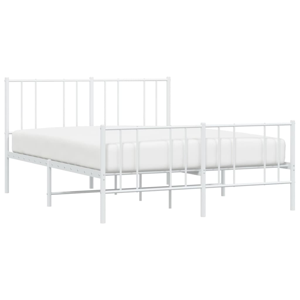 Cadre de lit métal sans matelas et pied de lit blanc 160x200 cm - XIOS