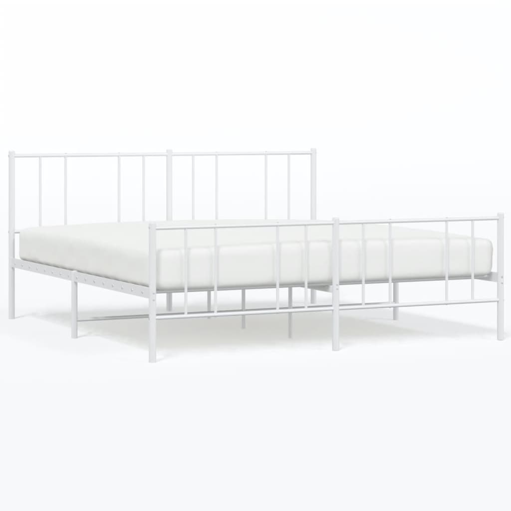 Cadre de lit métal sans matelas et pied de lit blanc 180x200 cm - XIOS