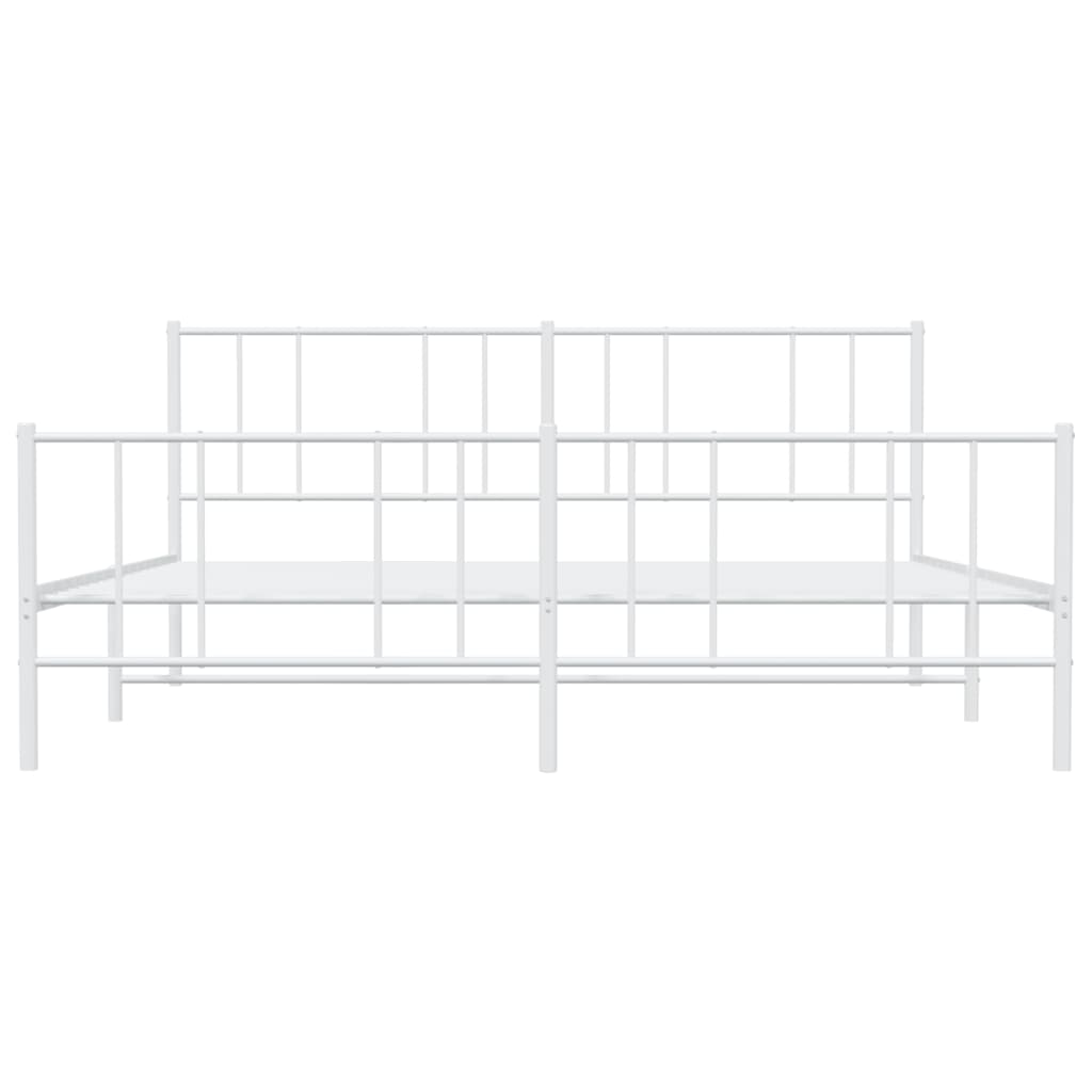 Cadre de lit métal sans matelas et pied de lit blanc 180x200 cm - XIOS