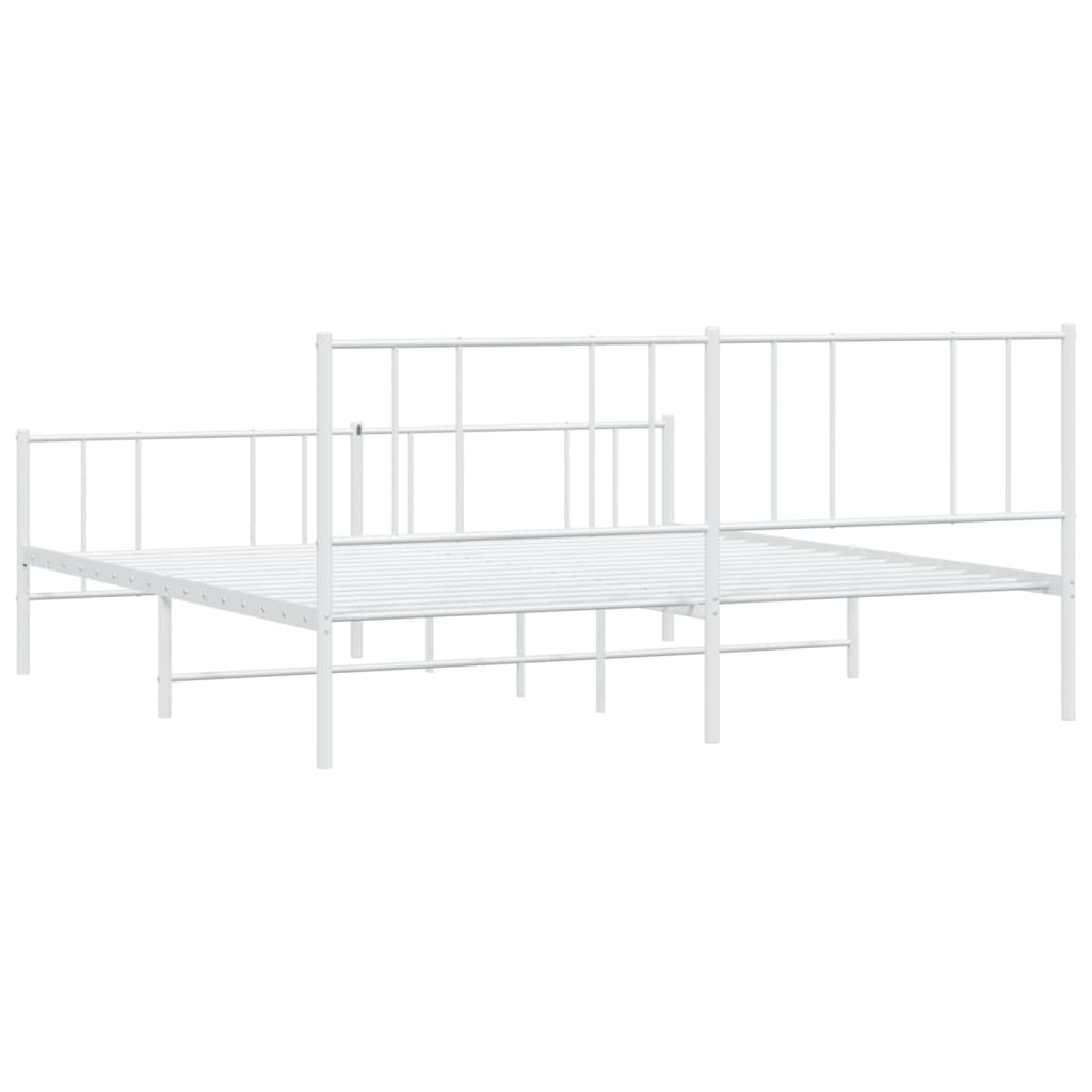 Cadre de lit métal sans matelas et pied de lit blanc 180x200 cm - XIOS