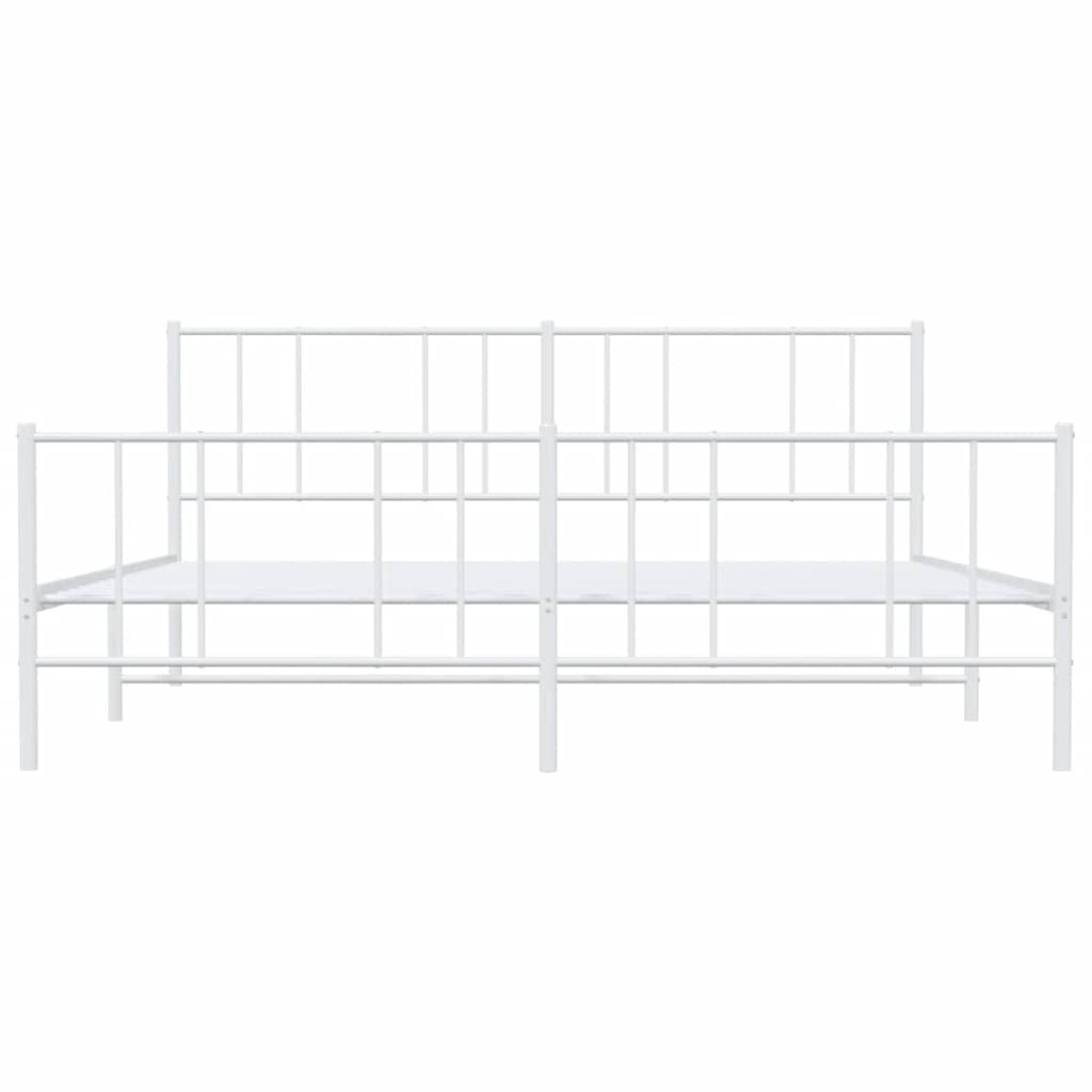 Cadre de lit métal sans matelas et pied de lit blanc 193x203 cm - XIOS