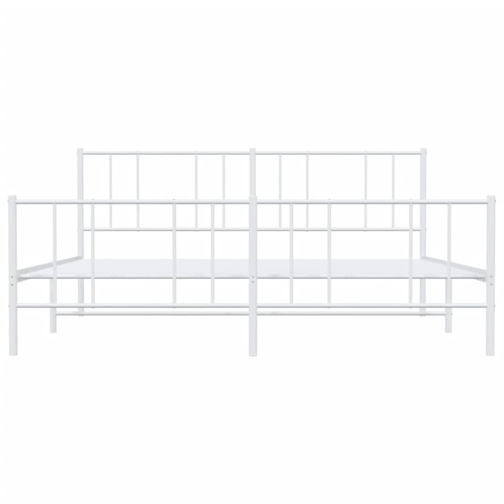 Cadre de lit métal sans matelas et pied de lit blanc 200x200 cm - XIOS