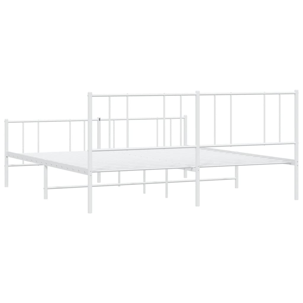 Cadre de lit métal sans matelas et pied de lit blanc 200x200 cm - XIOS