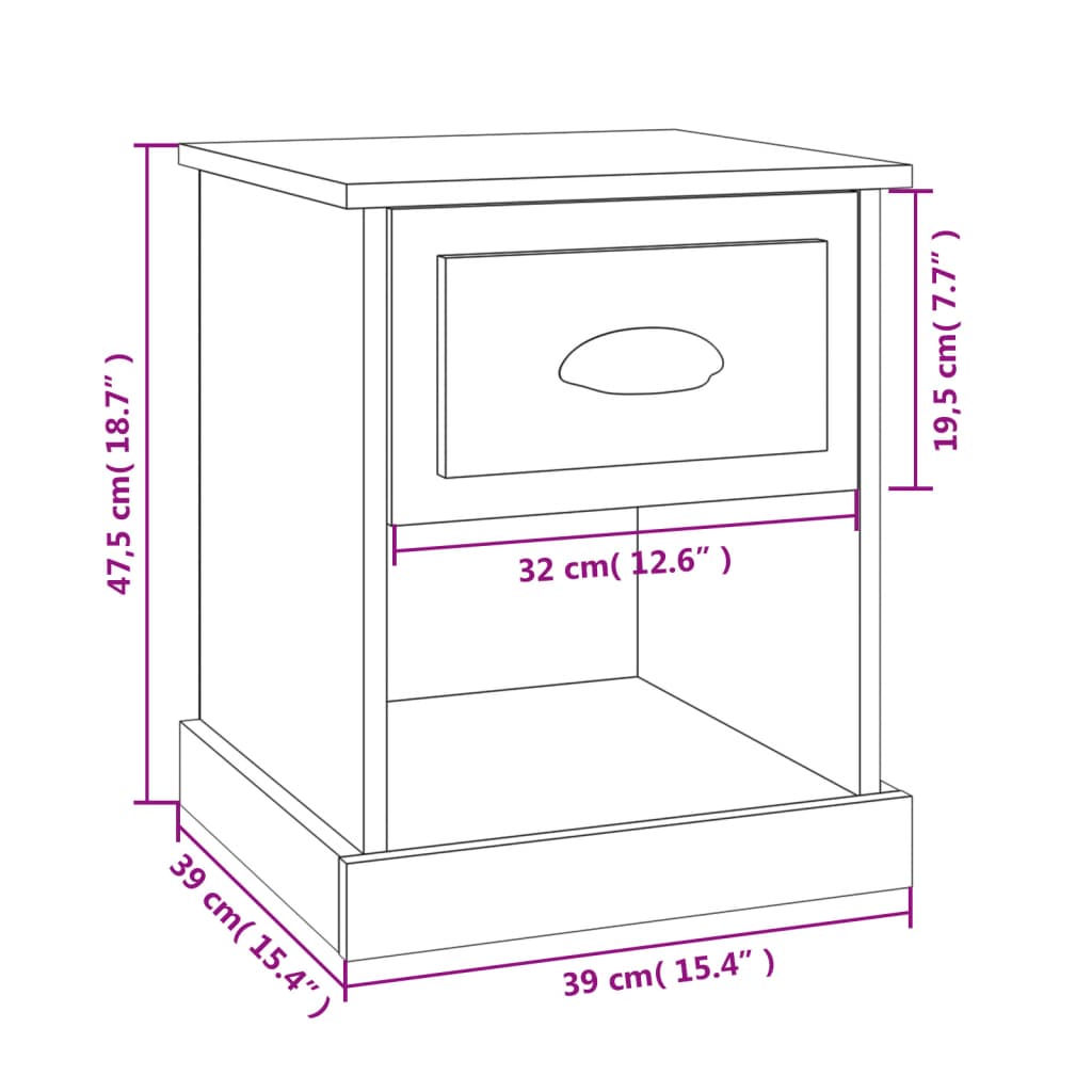 Tables de chevet 2 pcs blanc 39x39x47,5 cm bois d'ingénierie - XIOS
