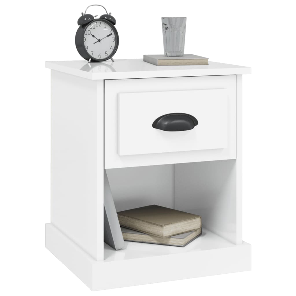Table de chevet blanc brillant 39x39x47,5 cm Bois d’ingénierie - XIOS