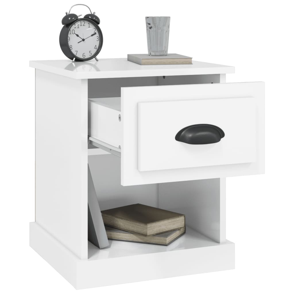 Table de chevet blanc brillant 39x39x47,5 cm Bois d’ingénierie - XIOS