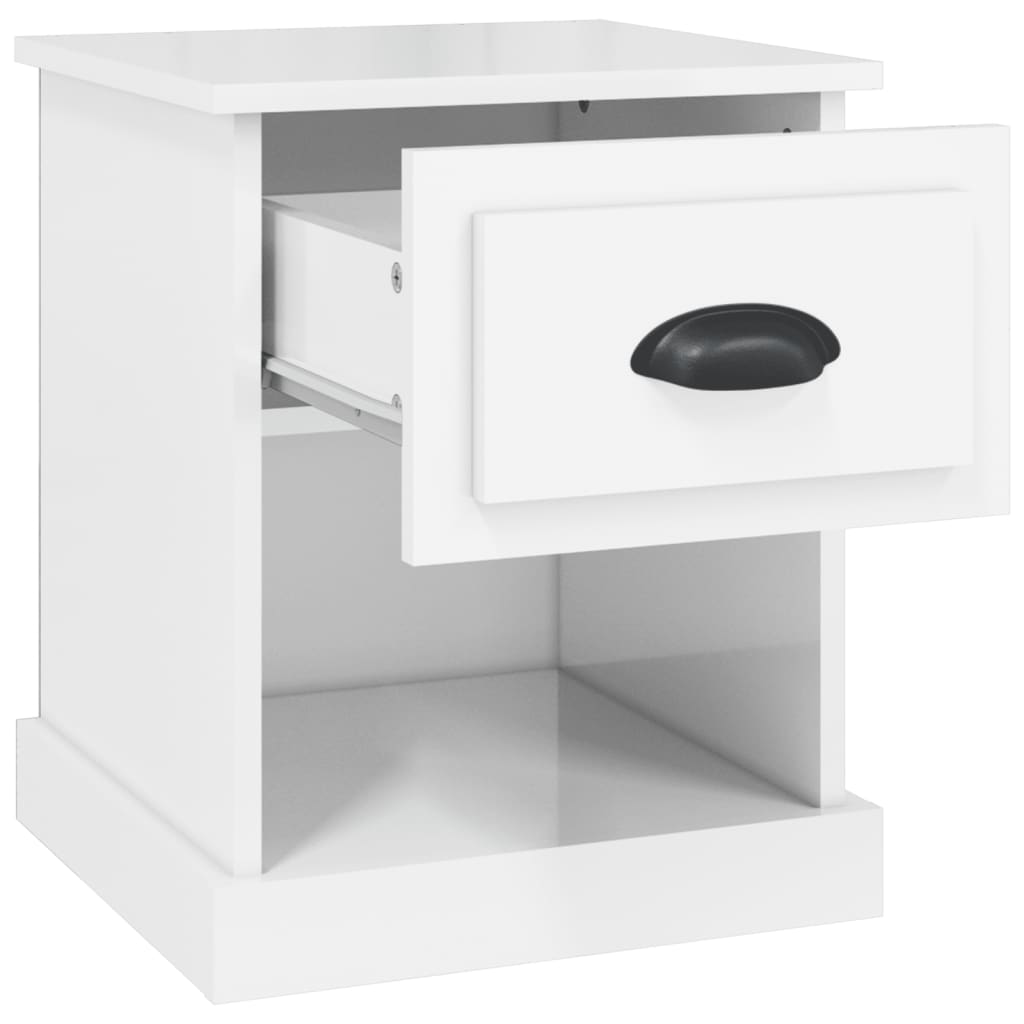 Table de chevet blanc brillant 39x39x47,5 cm Bois d’ingénierie - XIOS