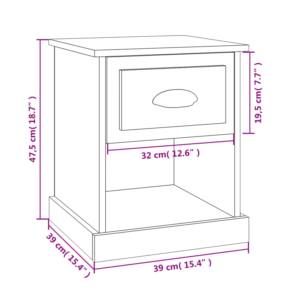Tables de chevet 2 pcs gris béton 39x39x47,5 cm bois ingénierie - XIOS
