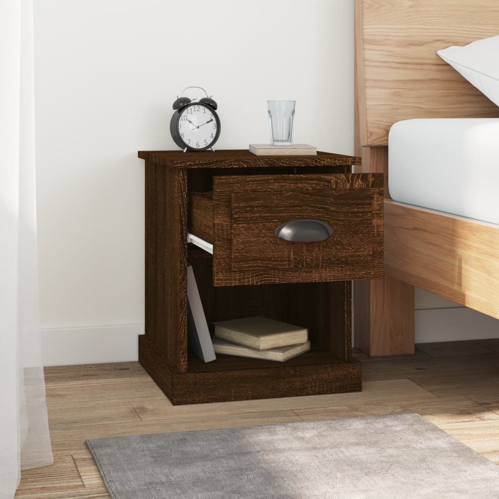 Table de chevet chêne marron 39x39x47,5 cm bois d'ingénierie - XIOS