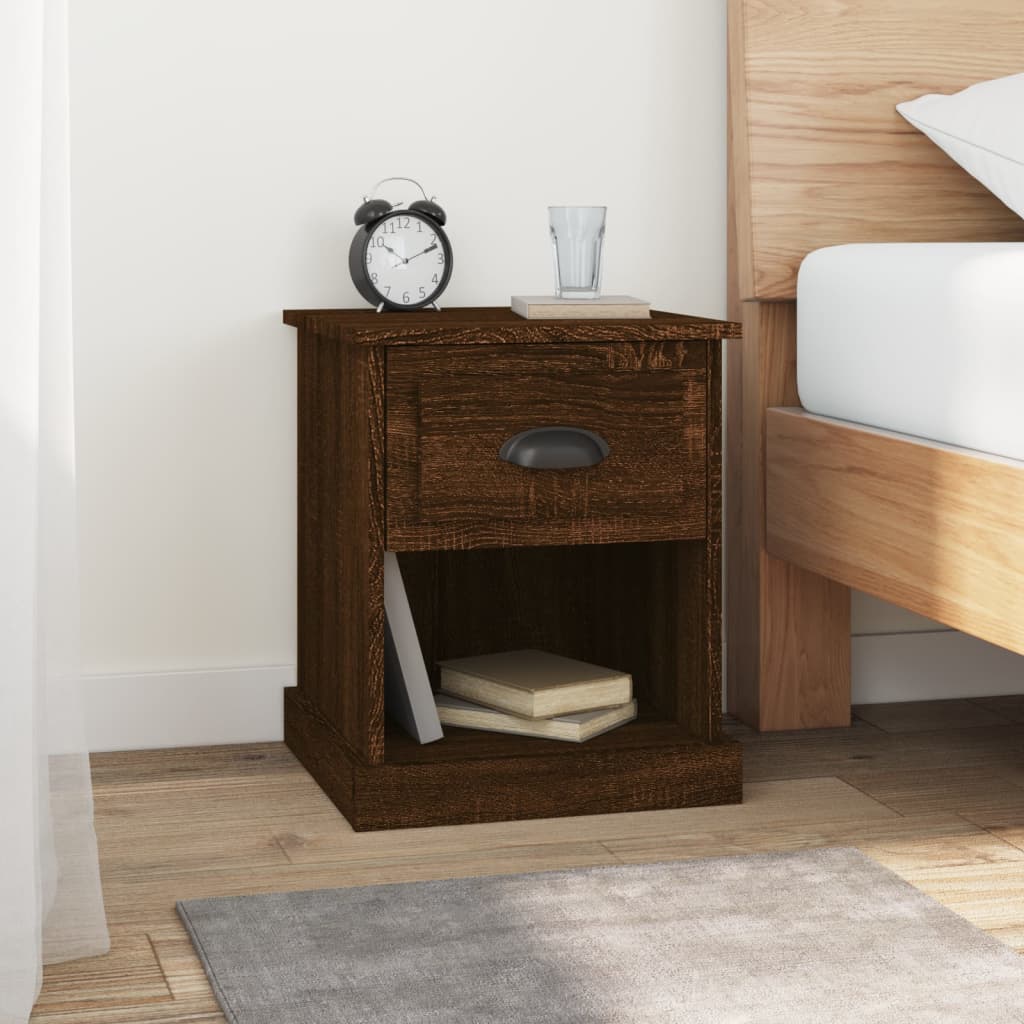 Table de chevet chêne marron 39x39x47,5 cm bois d'ingénierie - XIOS