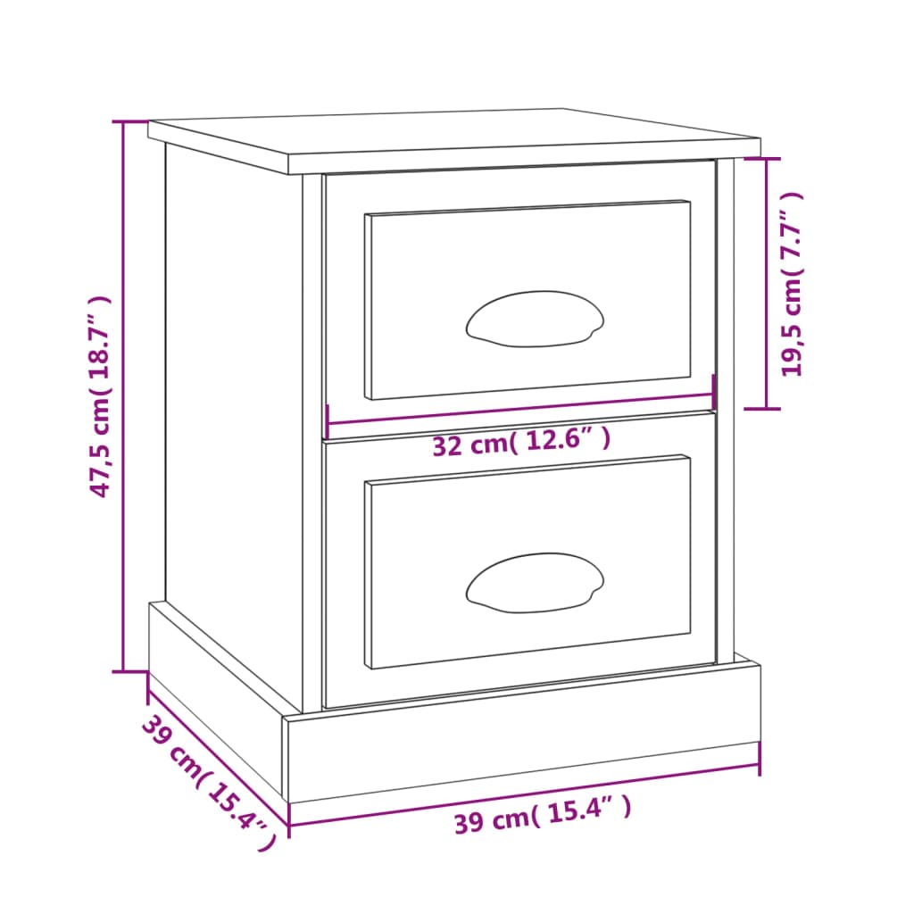 Table de chevet blanc 39x39x47,5 cm bois d’ingénierie - XIOS