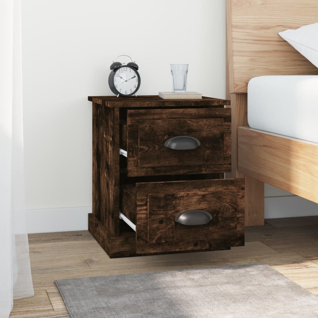Table de chevet chêne fumé 39x39x47,5 cm bois d'ingénierie - XIOS