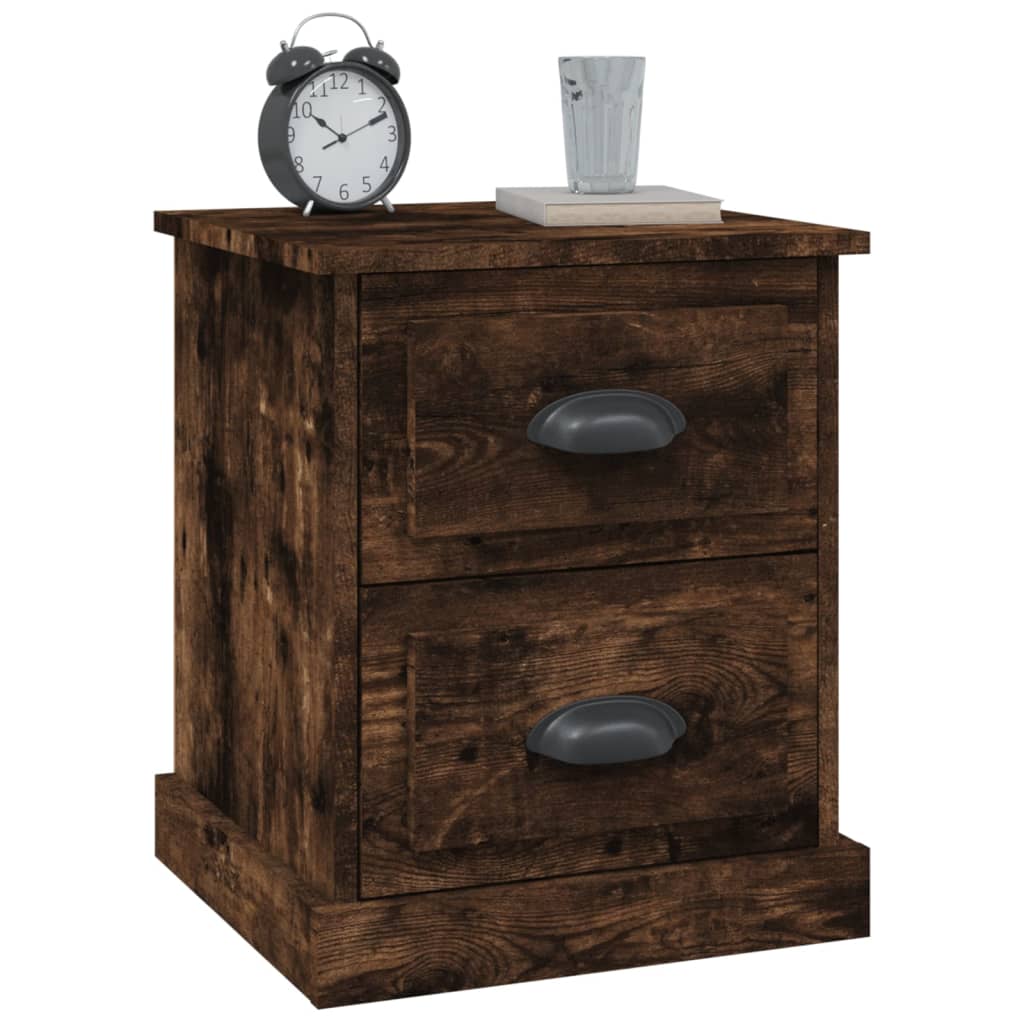 Table de chevet chêne fumé 39x39x47,5 cm bois d'ingénierie - XIOS
