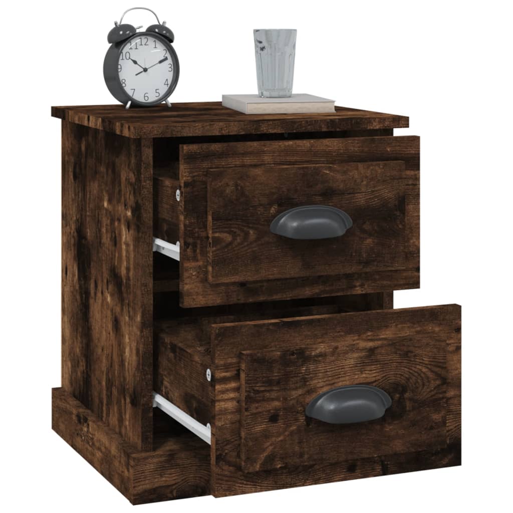 Table de chevet chêne fumé 39x39x47,5 cm bois d'ingénierie - XIOS