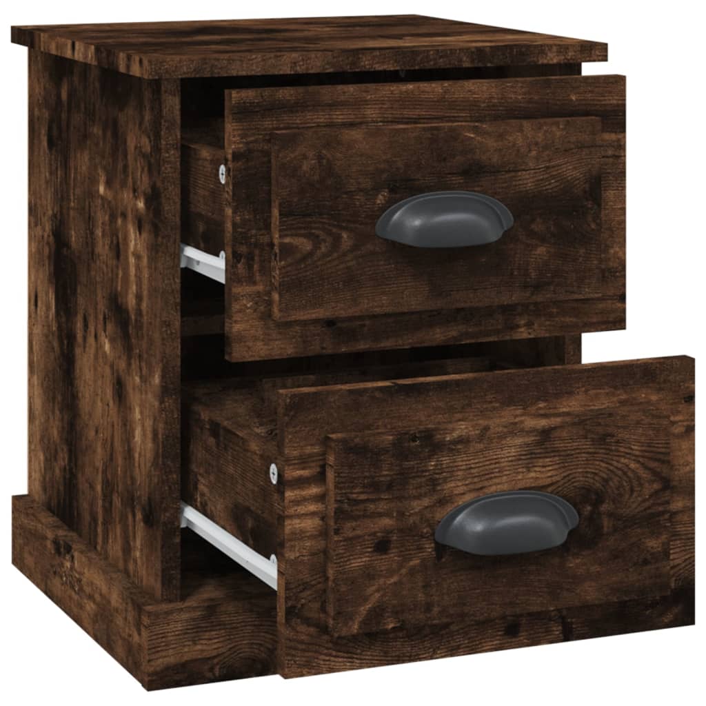 Table de chevet chêne fumé 39x39x47,5 cm bois d'ingénierie - XIOS