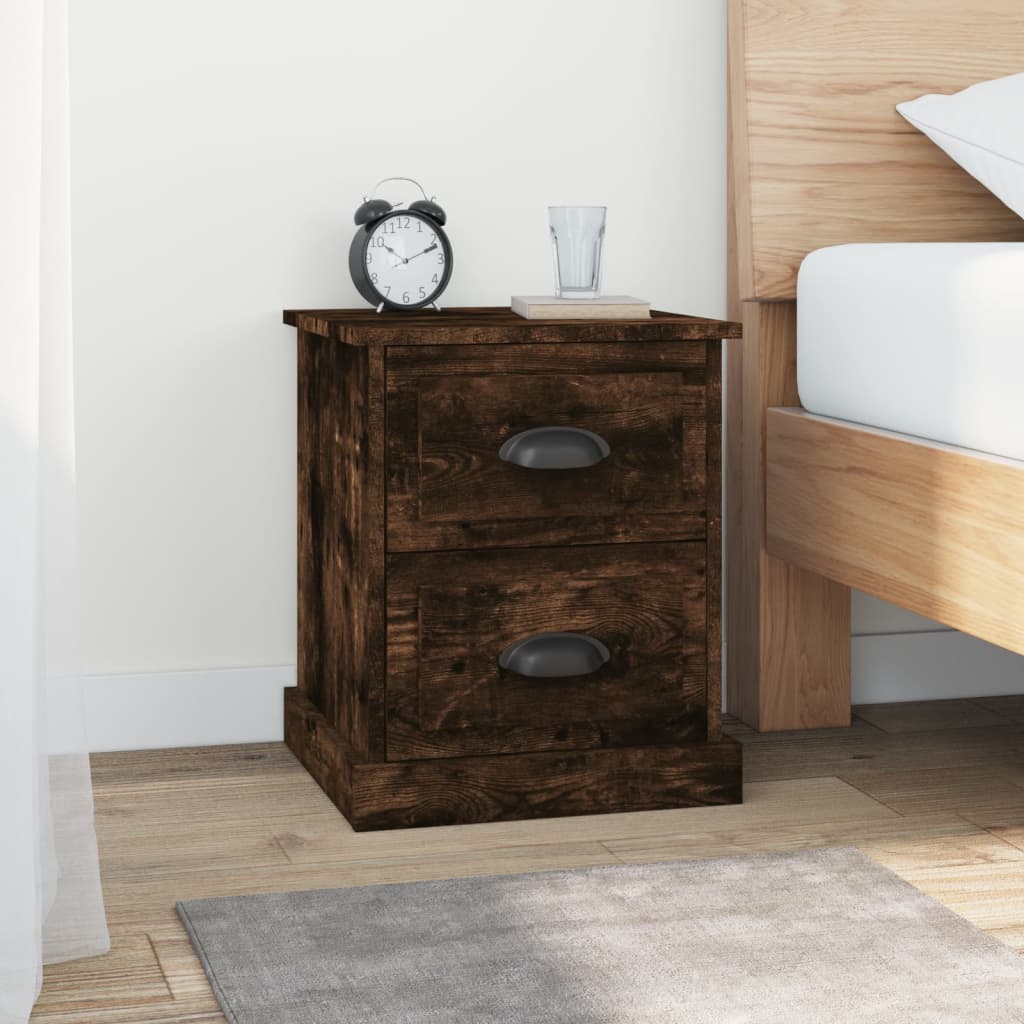 Table de chevet chêne fumé 39x39x47,5 cm bois d'ingénierie - XIOS