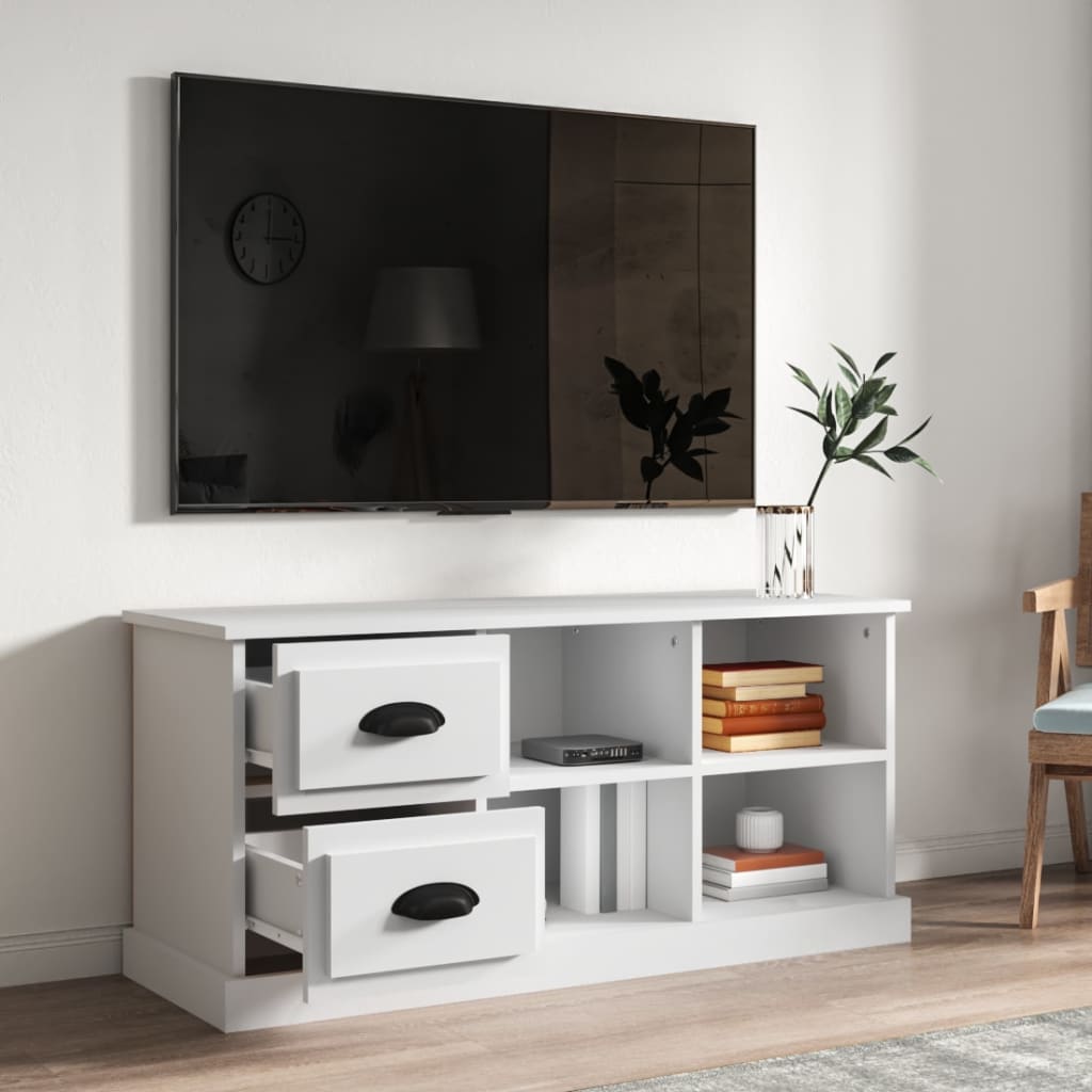 Meuble TV blanc 102x35,5x47,5 cm bois d'ingénierie - XIOS