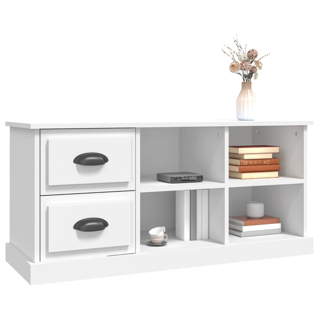 Meuble TV blanc 102x35,5x47,5 cm bois d'ingénierie - XIOS