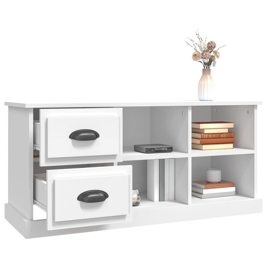 Meuble TV blanc 102x35,5x47,5 cm bois d'ingénierie - XIOS